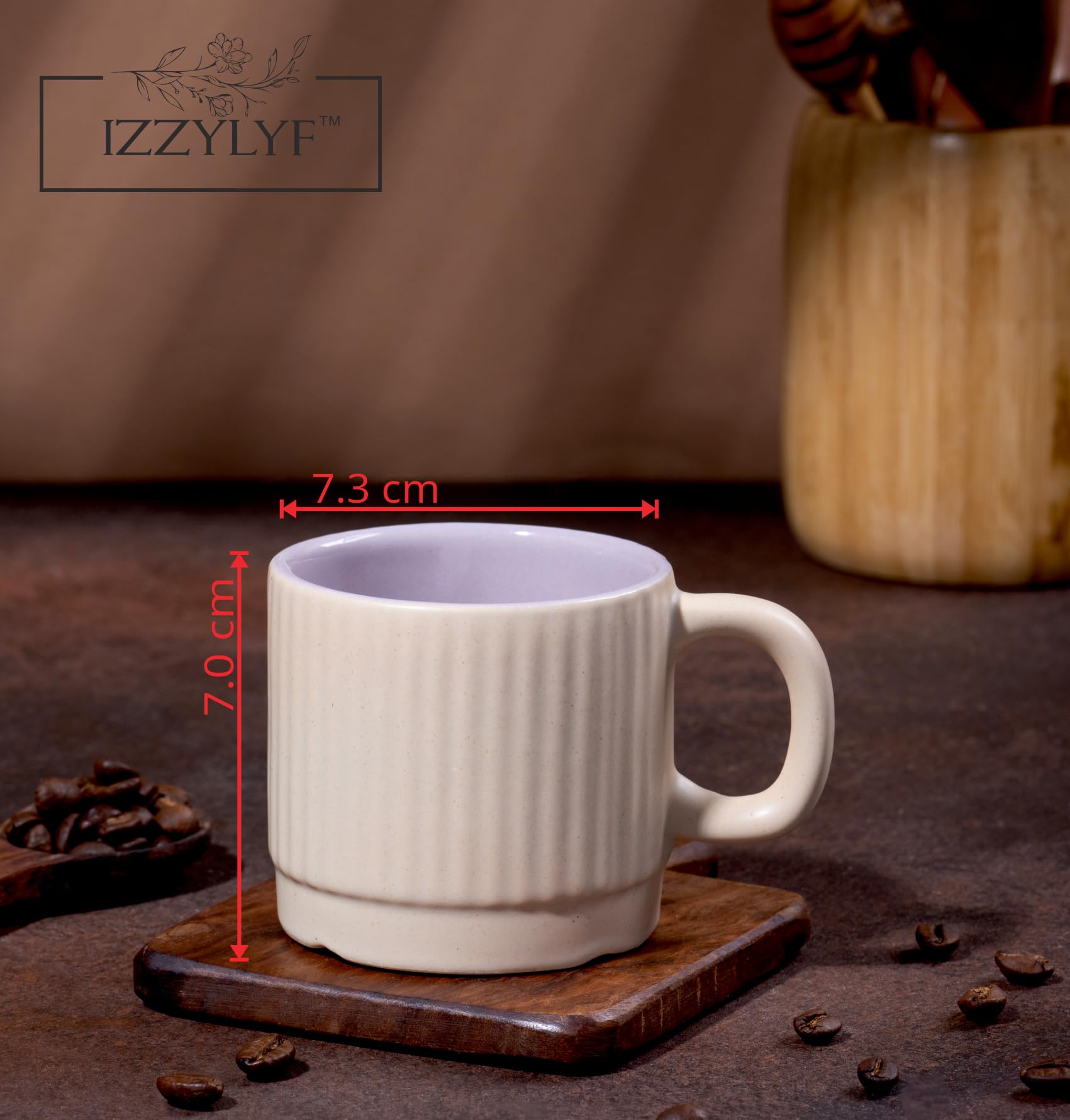 IZZYLYF 'BrewNest Classic Multicolor' Ceramic Cups Set of 6 (200 ml) | Microwave & Dishwasher Safe with Handle for Tea, Coffee & Chai | Ideal for Gifting, Home, Cafe & Office 2
