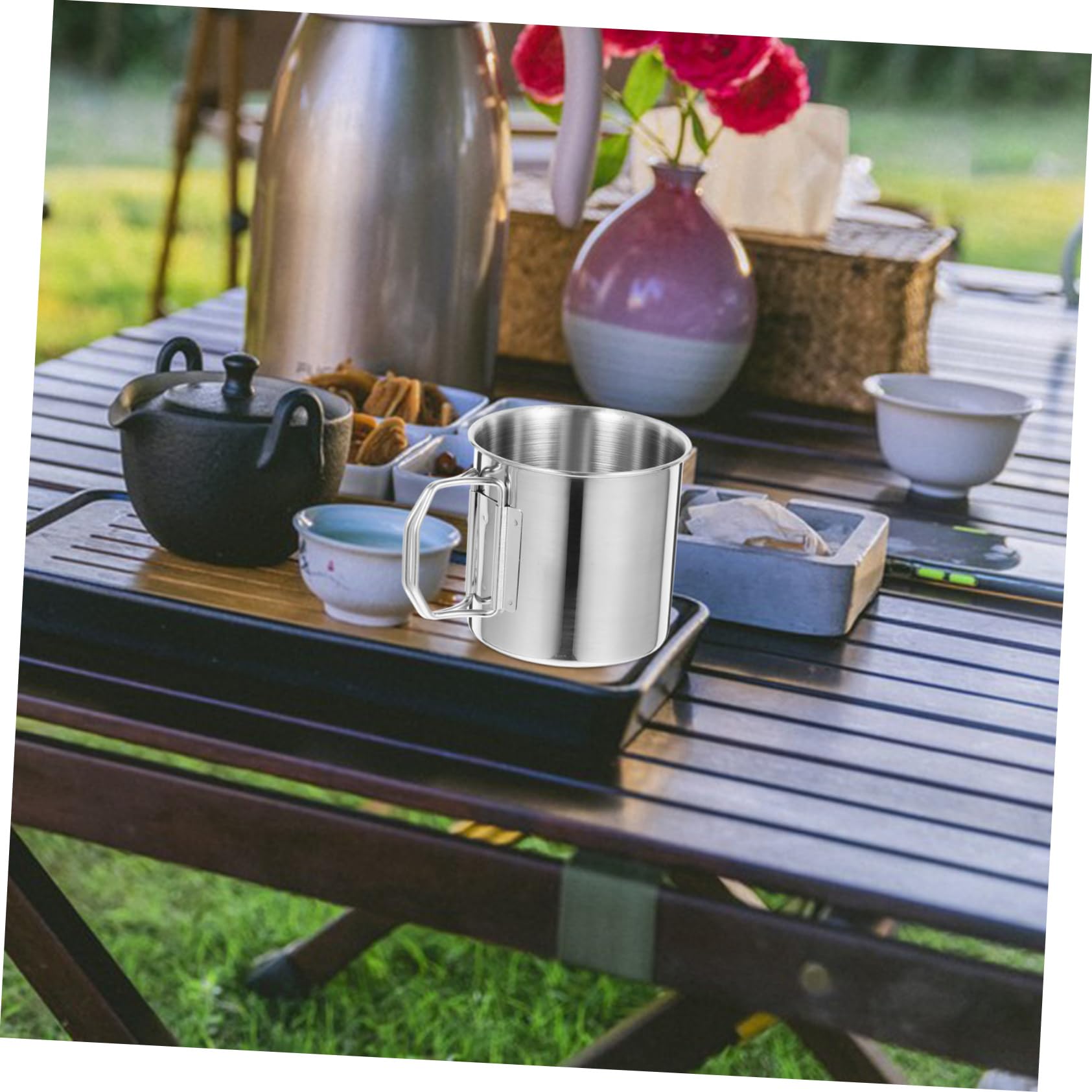 TOYANDONA 4 ensembles Gobelet Pliable En Acier Inoxydable 304 Pour Boire Voyager Café Camping Portable Extérieur Pliable En Métal 2 pièces * 4