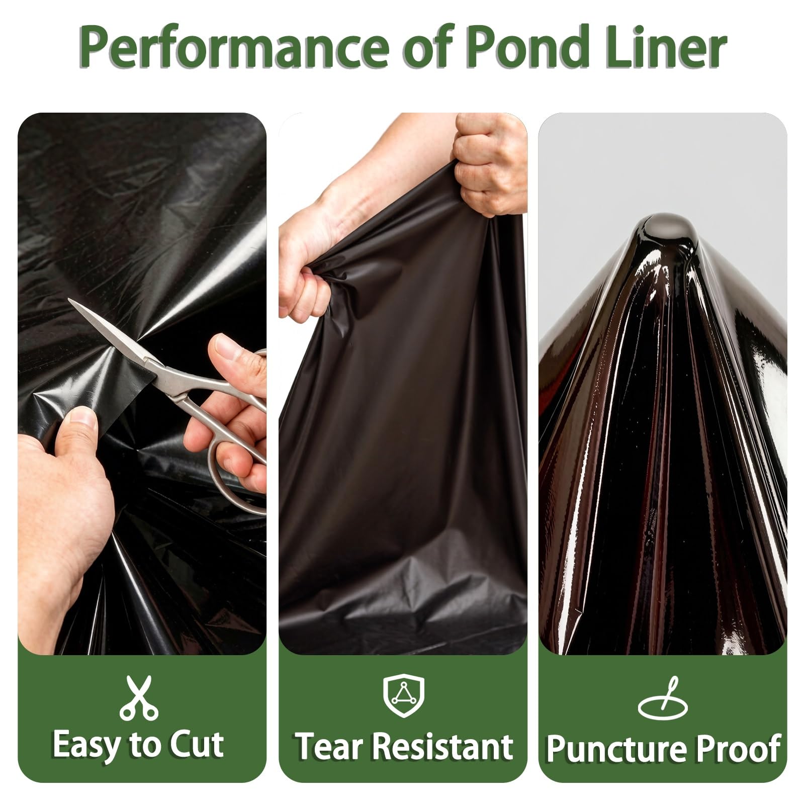 Revestimiento para Estanque Negro HDPE | 3x5m 5x7m 6x6m 7x8m 8x10m 10x12m Base para estanques Koi Exterior | Película Sellado Membrana Prueba Humedad para embalses(5x7m)