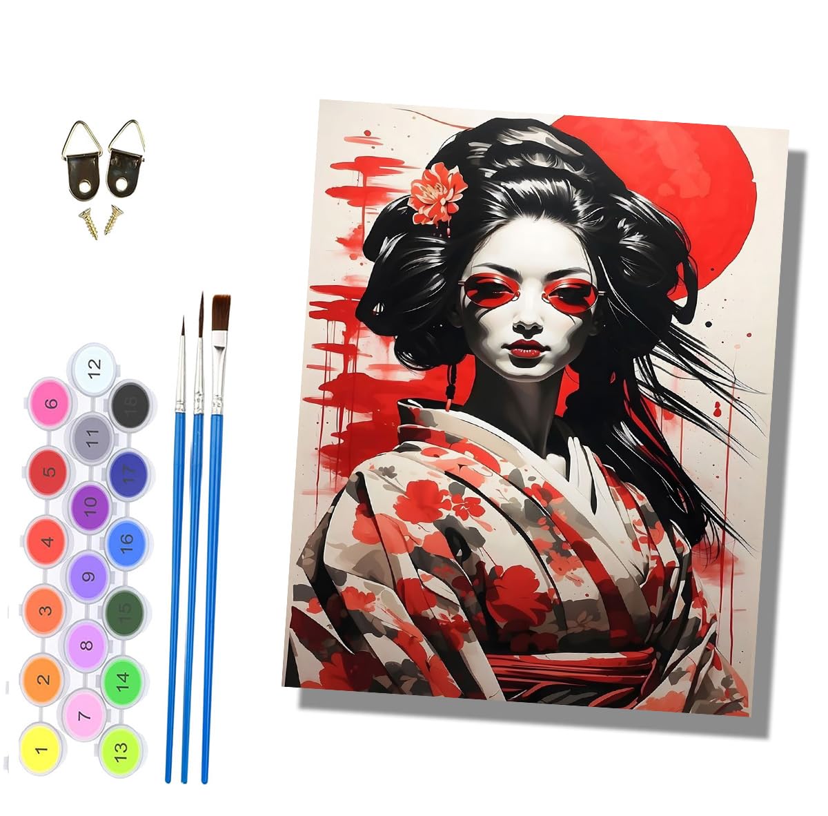 HONGPZH Paint by Numbers for Adults Painting by Numbers for Adults Canvas Kits Paint by Number Crafts Kits for Gift Home Decoration 16x20 inch Japanese Kimono Geisha - 3