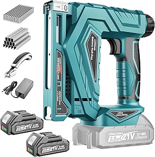 Electric Staple Gun with 2×2.0Ah Battery, 2 in 1 18GA Cordless Nail Gun & T50 Crown Stapler with 2000 Nails & Staples, 2 Firing Modes, Adjustable Power, for Upholstery, Woodworking & DIY