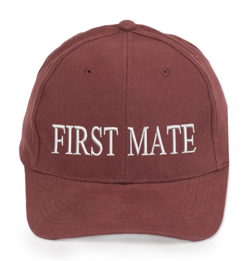 4sold Ancient Mariner, Captain Cabin Boy Crew First Mate Yachting Baseball Cap Inscription Lettering Maroon White (First Mate)