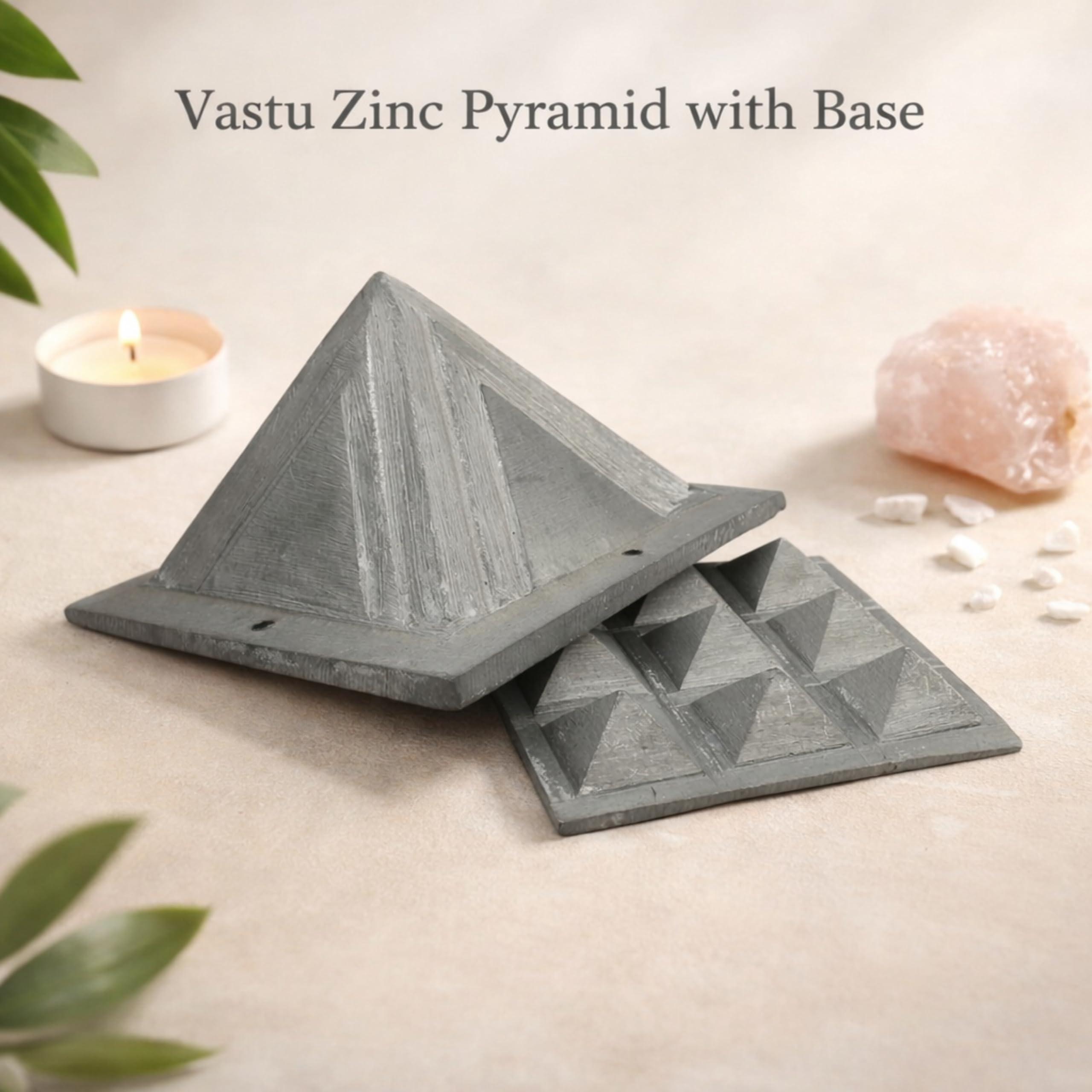 REMEDYWALA Zinc Pyramid Vastu With Base 9 Plate | North East Dosha Remedies for Home, Office, Bedroom, Toilet, Kitchen, Entrance Main Door | Size 2.5 Inch