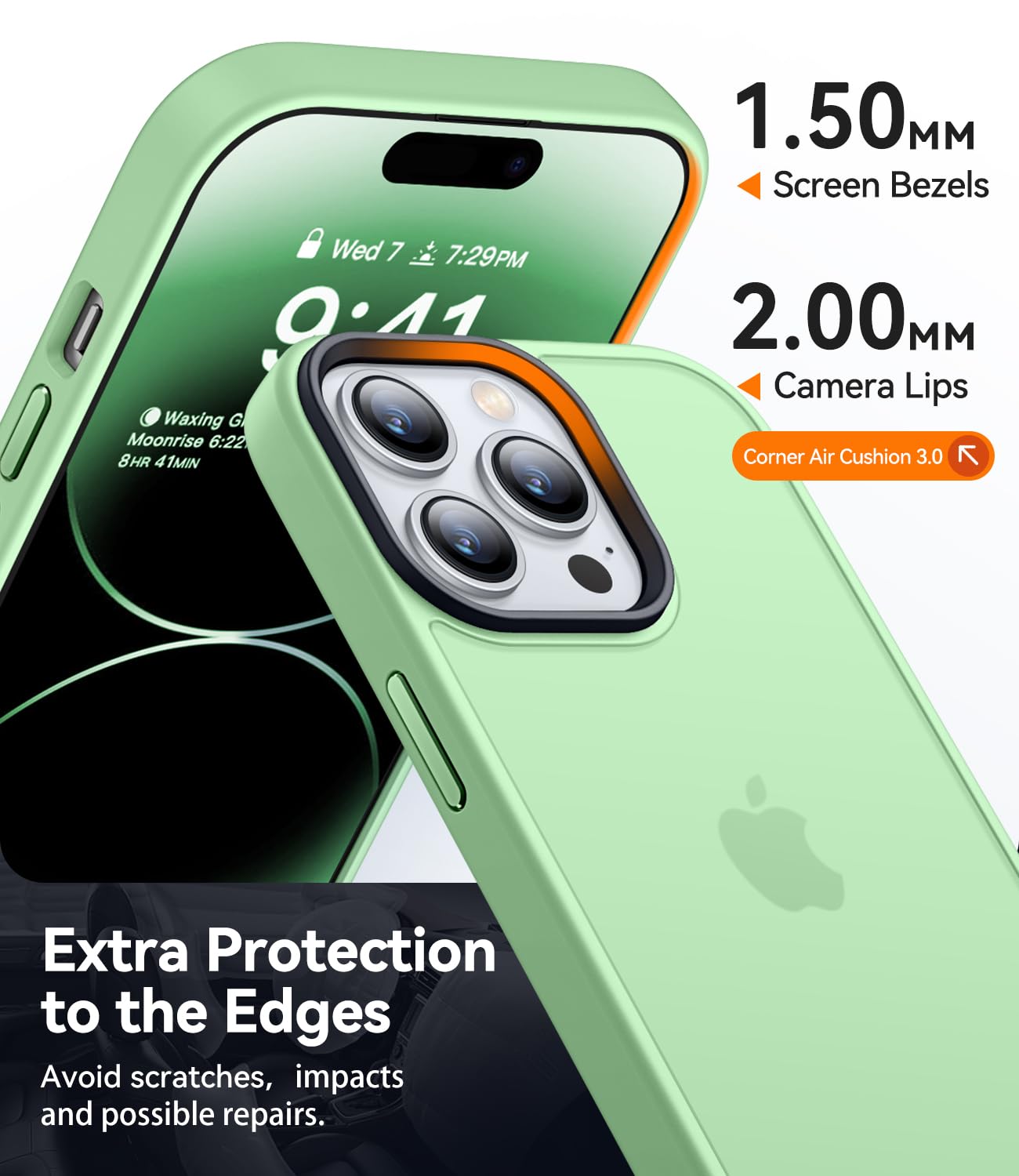 CANSHN Cover Opaca per iPhone 14 Pro(6,1 Pollici), Custodia Traslucida Opaca Protettiva Sottile Antiurto - Verde Chiaro