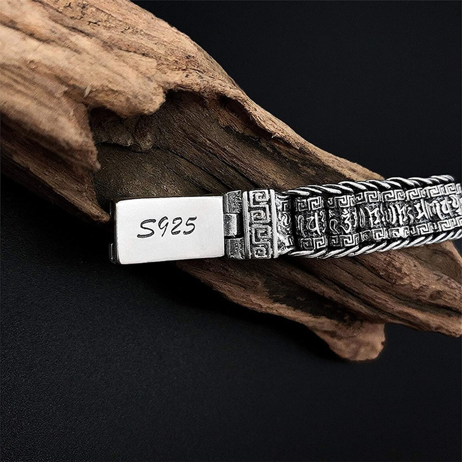 LYGXWJFC 925 Silber Armband Herren Retro Weben Buddhistisches Vajra Armband Personalisierter Schmuck Für Männer Armband Für Männer Junge Vater (Größe: 22 cm/8,66IN)
