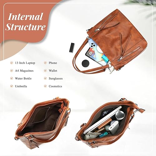 Miniatura 3 de UBORSE Bolsas de mano para mujer, bolsos y bolsos de mano con asa superior, bolso de hombro suave, bolso de mano para mujer, de cuero vegano, juego