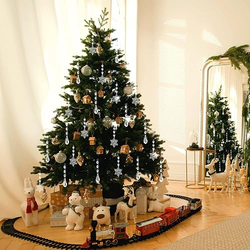 Miniatura 8 de YUJUN 38 piezas de decoraciones de cristal para árbol de Navidad, copos de nieve de invierno, gotas de carámbano, adornos colgantes de araña