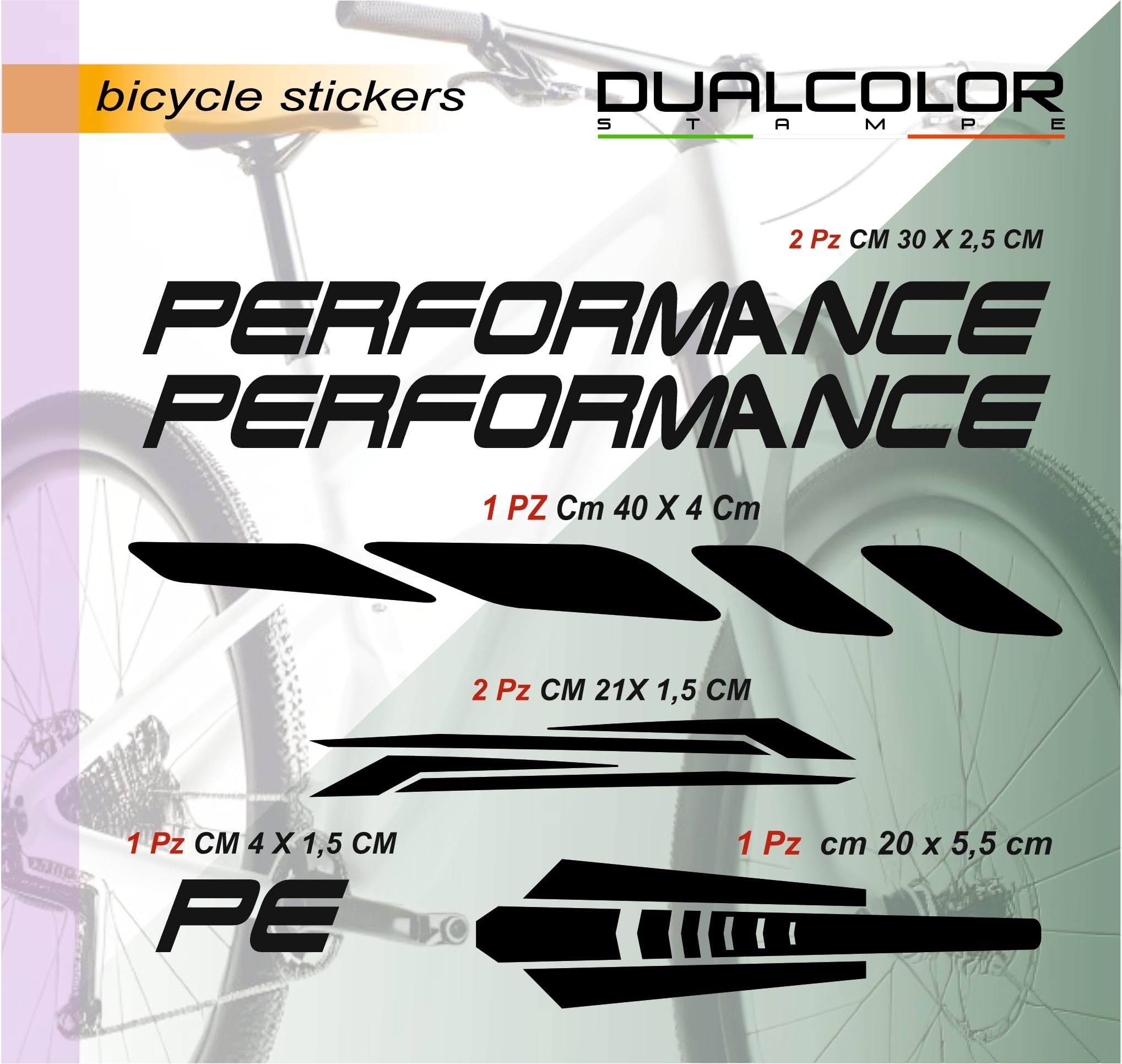 Set 7 Adesivi Stickers Decal Telaio Bici Bicicletta adesivi telaio MTB BDC Universale Protezione COD. B0174 (LIME 64)