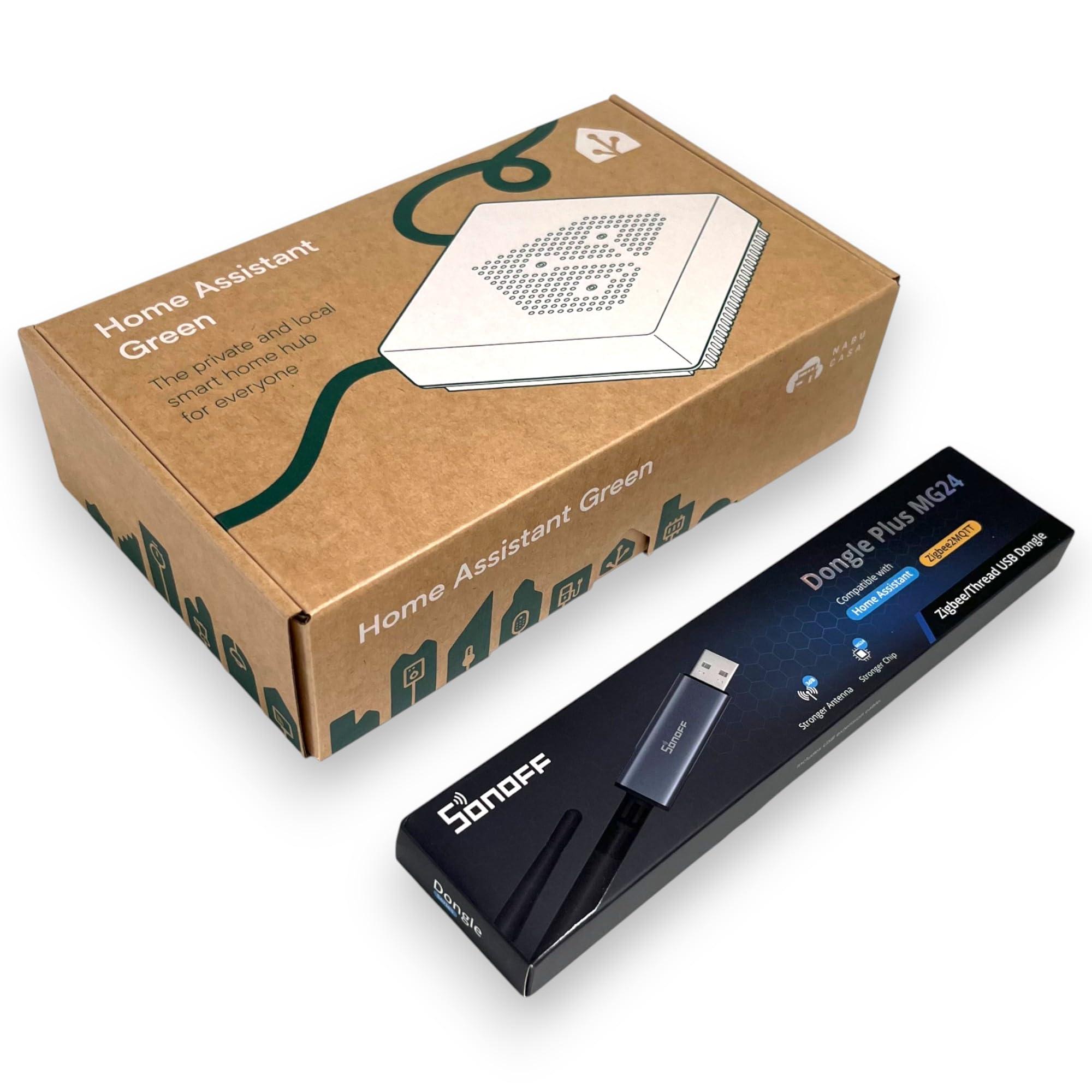 Home Assistant Green Plug & Play Set vorkonfiguriert mit USB Antenne Thread Matter 4 GB RAM 32 GB Speicher Gigabit LAN 2× USB Zigbee