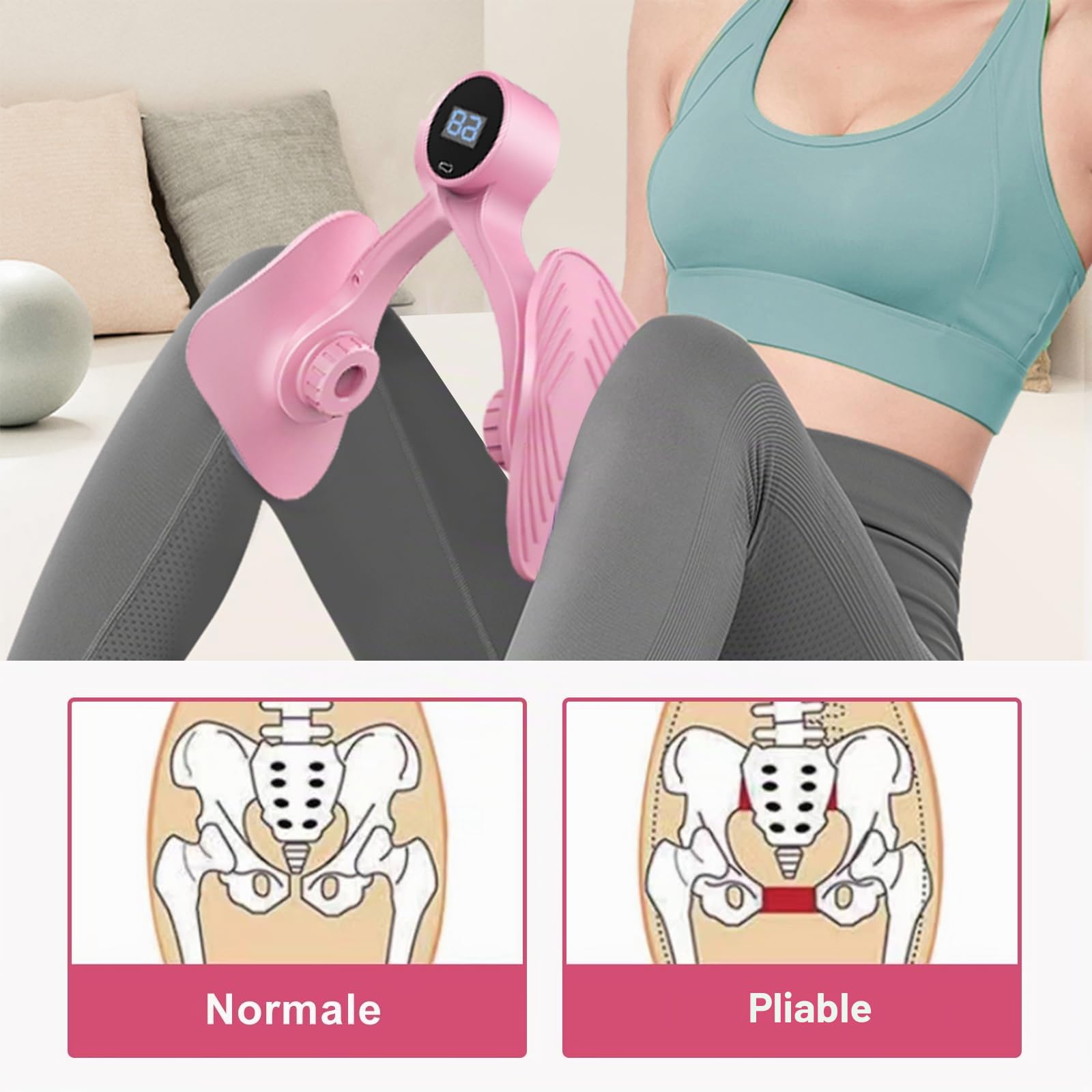 Appareil d'entraînement pour les cuisses, le plancher pelvien, pour la maison, les jambes, les hanches, le plancher pelvien, pour le post-partum, la maison, les jambes (rose)