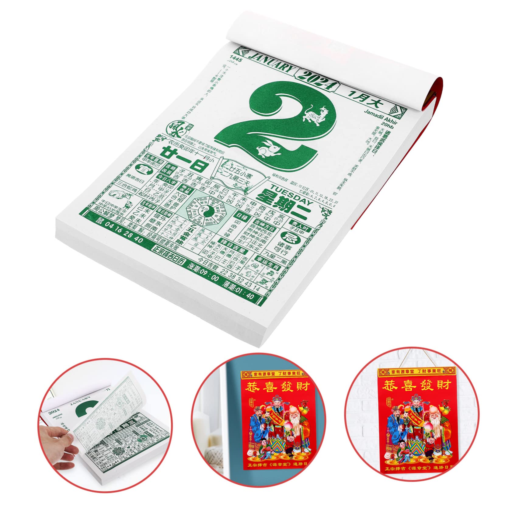 Calendario annuale, calendario da parete, 4 pezzi 2024 Vecchio Almanacco Calendario da tavolo Anno lunare Calendario da parete 2024 Calendario del drago Calendario tradizionale cinese Drago Anni Calen