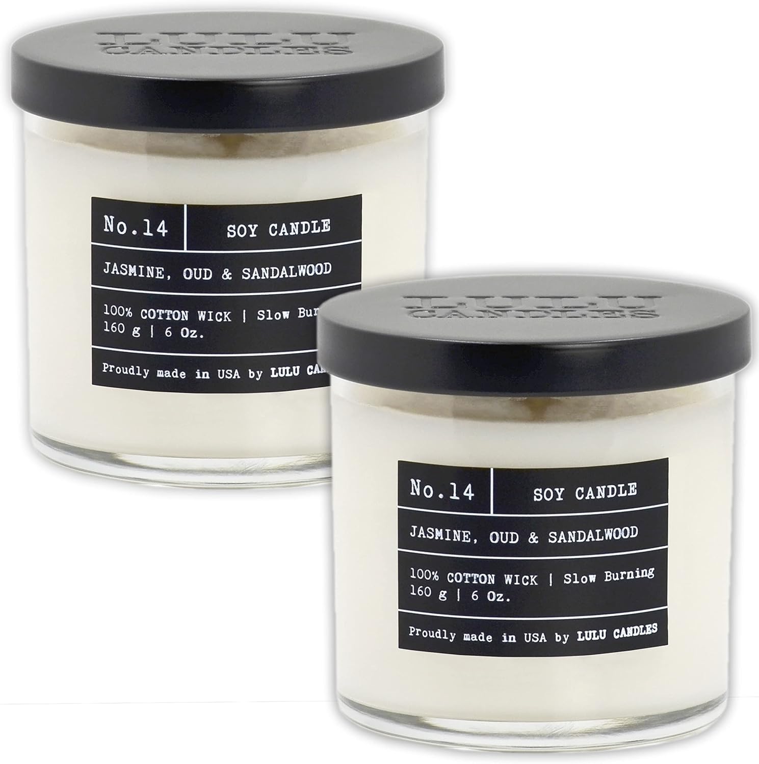 Lulu Candles, Scented Jar Candle, (Jasmine, Oud