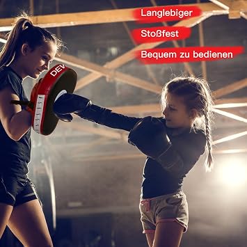 DEWEL PU Leather Punch Pad Set 2 × PU Punch Pads and 1 Pair PU Hand Pads Pads for Kickboxing Thai Boxing Karate