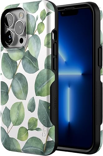 Miniatura 2 de Casely Funda para iPhone 13 Pro Compatible con MagSafe Leaf Me Alone Funda con estampado floral verde