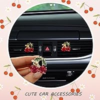 Vista 5 de Decoración de coche de cereza, 2 piezas de clips de ventilación para ambientador de coche de hoja de abeja, lindo retro dulce temático accesorios