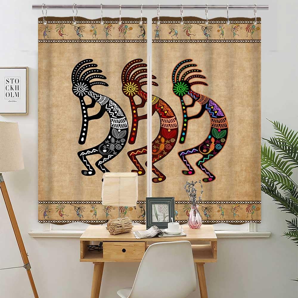 Southwestern Kitchen Curtains, Native American Kokopelli
