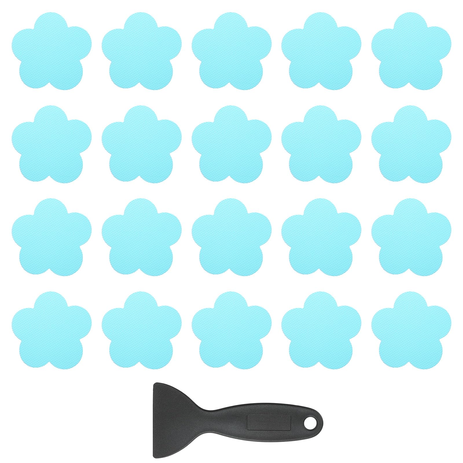 Autocollants de baignoire antidérapants bleus motif fleur douche adhésif avec grattoir