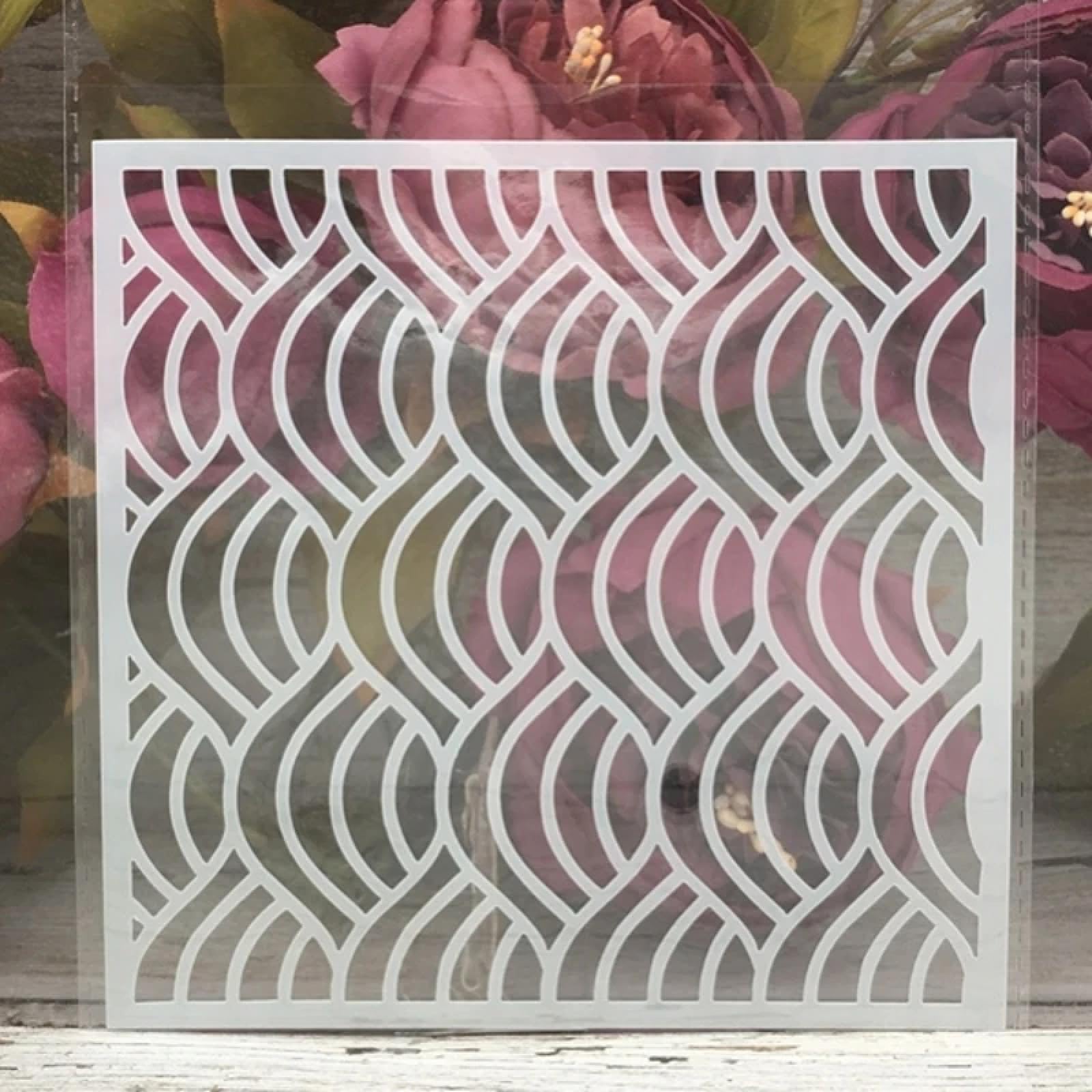 Stencil per dipingere su legno, 8 pezzi, 15 x 15 cm, motivo: foglie ondulate, nuvole, riutilizzabili, per dipingere su legno, pareti, porte, tela, decorazioni per la casa