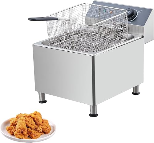 Commercial Deep Fryer 11L 1700W Stainless Steel Electric Countertop Fryer, Fast 