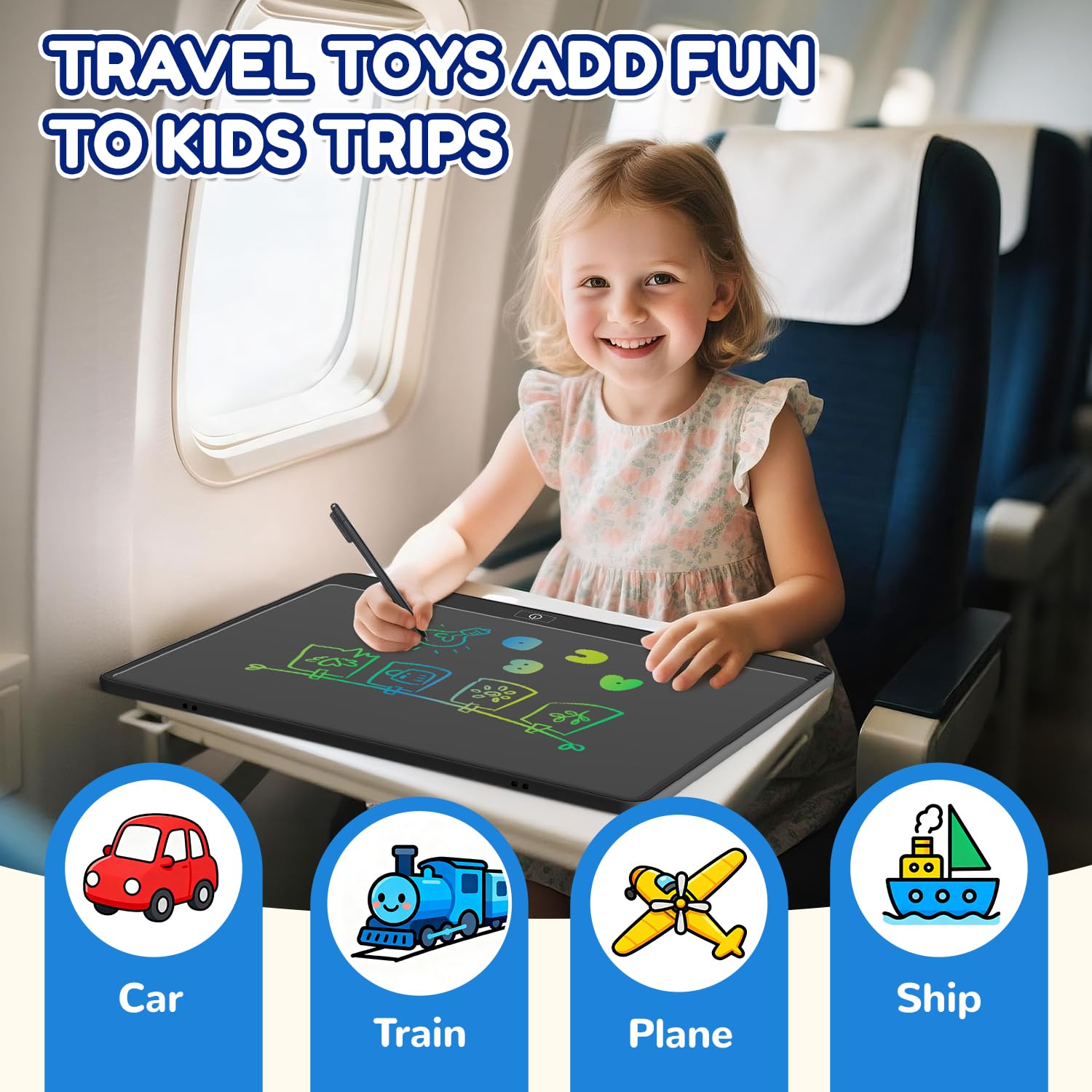 POPERFUN Tavoletta Grafica Bambini 16 Pollici,Colore Lavagnetta Cancellabile Bambini, Educativo Apprendimento Giocattoli per 3-12 Anni Ragazzi e Ragazze, Regalo Natale Compleanno