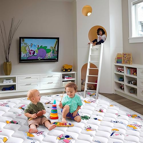 Miniatura 5 de Vibe Bear Tapete de juego para bebés, 71 x 59 pulgadas, tapete de espuma de alta calidad de una sola pieza, tapete de juego antideslizante extra