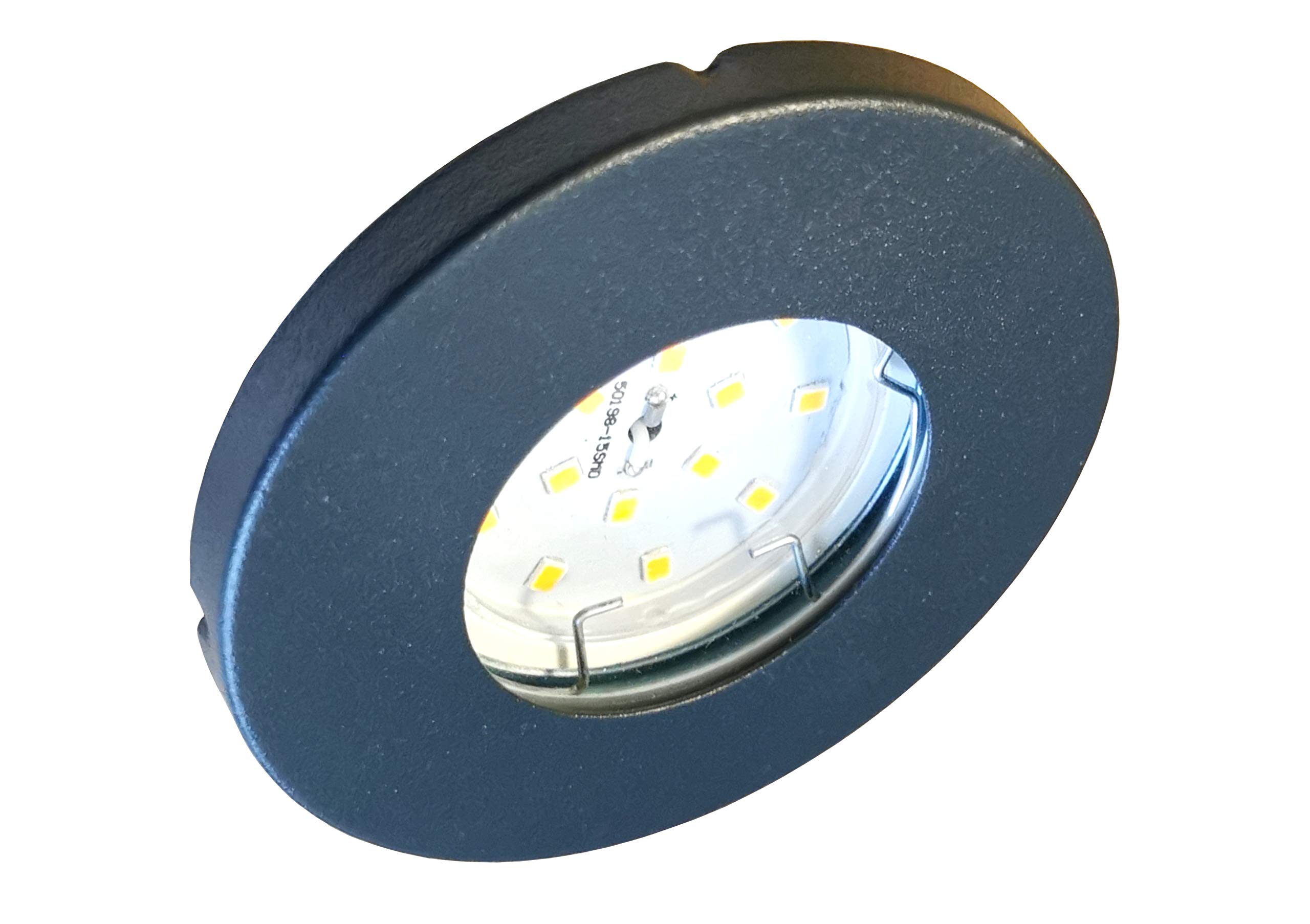 Trango 6729IP65-061MO Set di 6 IP65 faretti da incasso a LED in antracite opaco, con 6 x 5 Watt 3000 K, luce bianca calda, modulo LED ultra piatto per bagno, faretti da incasso per doccia