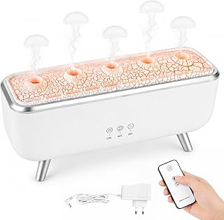 Aroma Diffuser mit Quallenförmiger Nebel & Fernbedienung, Luftbefeuchter Schlafzimmer Leise mit 7-Farben LED & 4/8H Timer humidifier für Ätherische Öle Raumbefeuchter Aromatherapie für Yoga Meditation