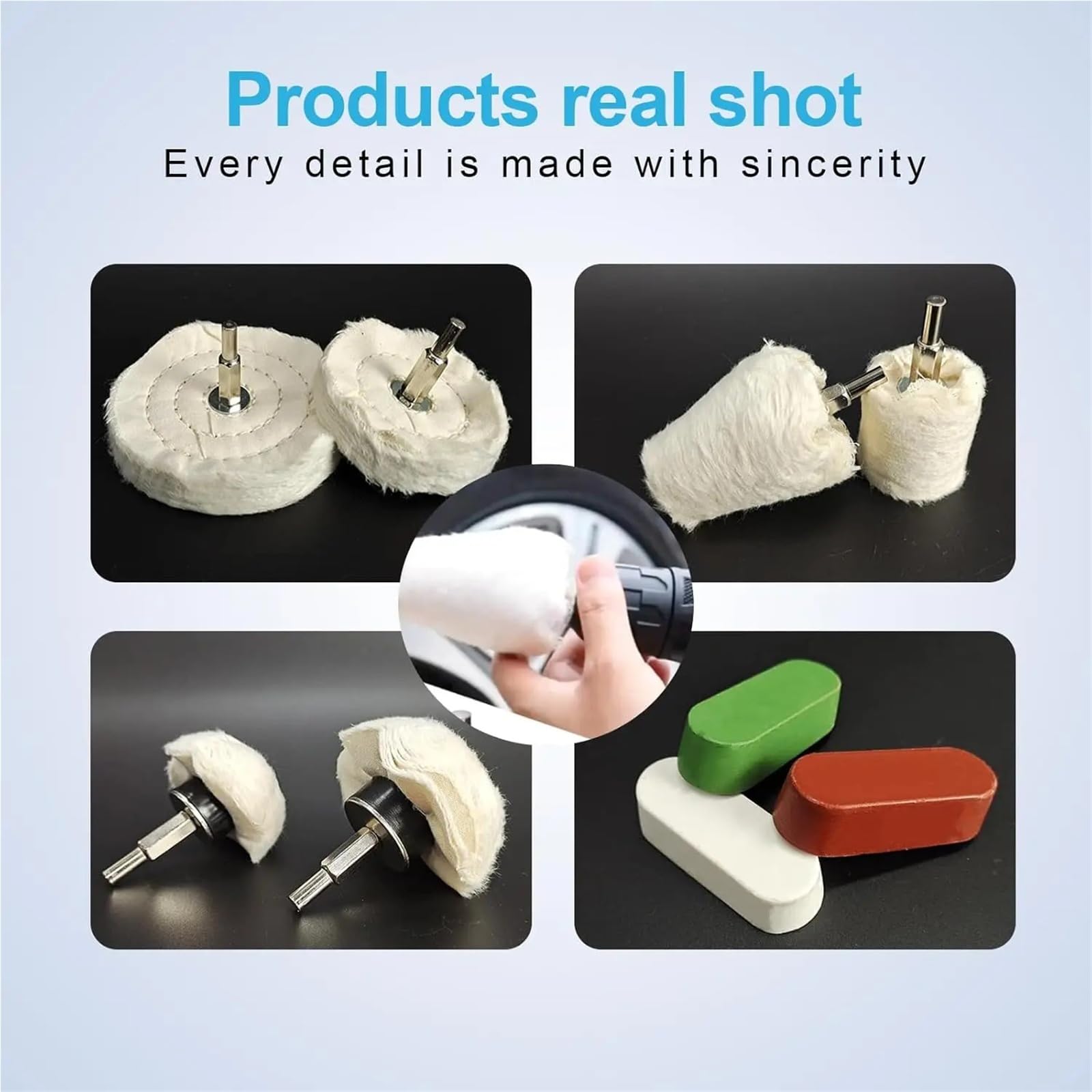 10Pcs Buffing Wheel Kits, Polishing Wheels Buffing Pads For Drill For Metal Aluminum,Stainless Steel, Chrome, Jewelry, Wood