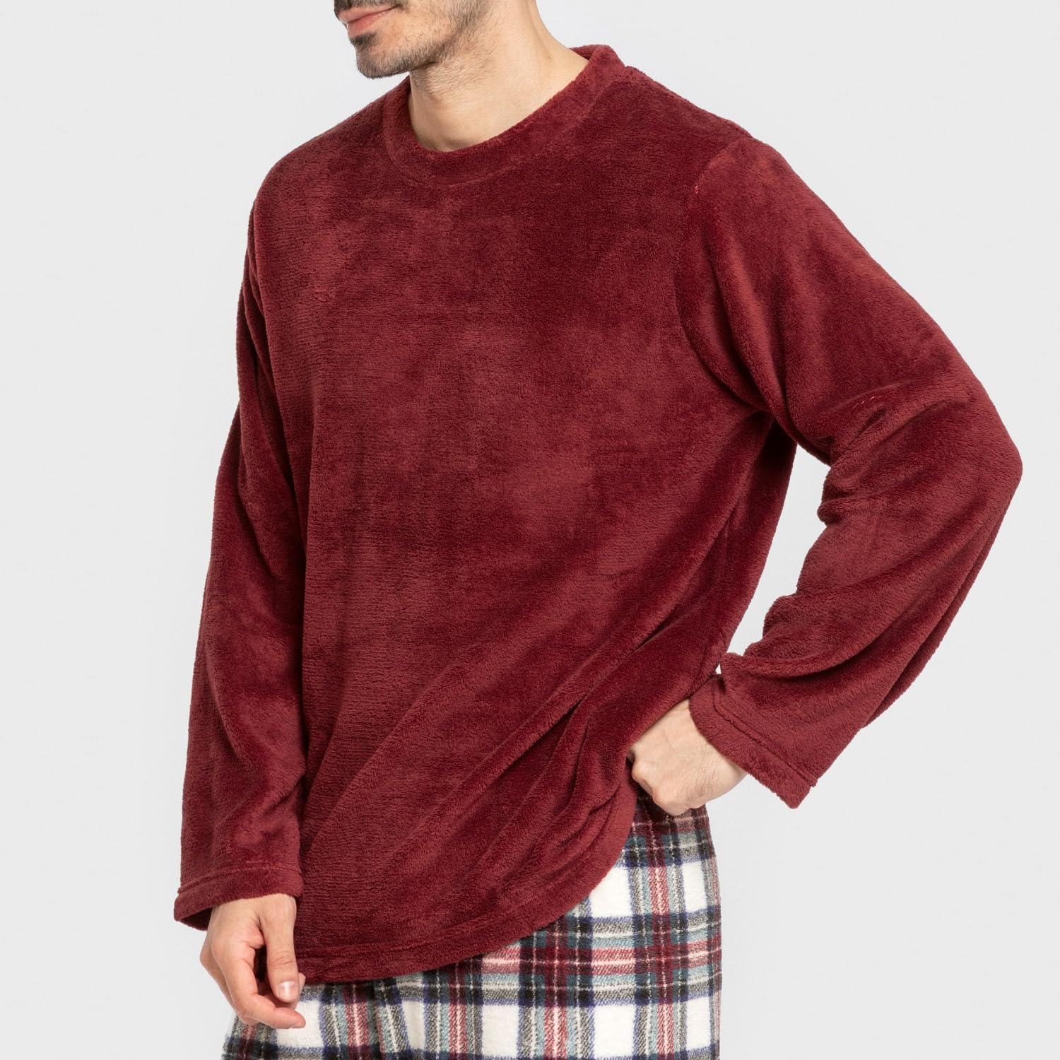 TRAMAS+ Pijama Hombre Invierno Coralina Manga Larga Polar Pantalón Largo Conjunto Cómodo Calentito