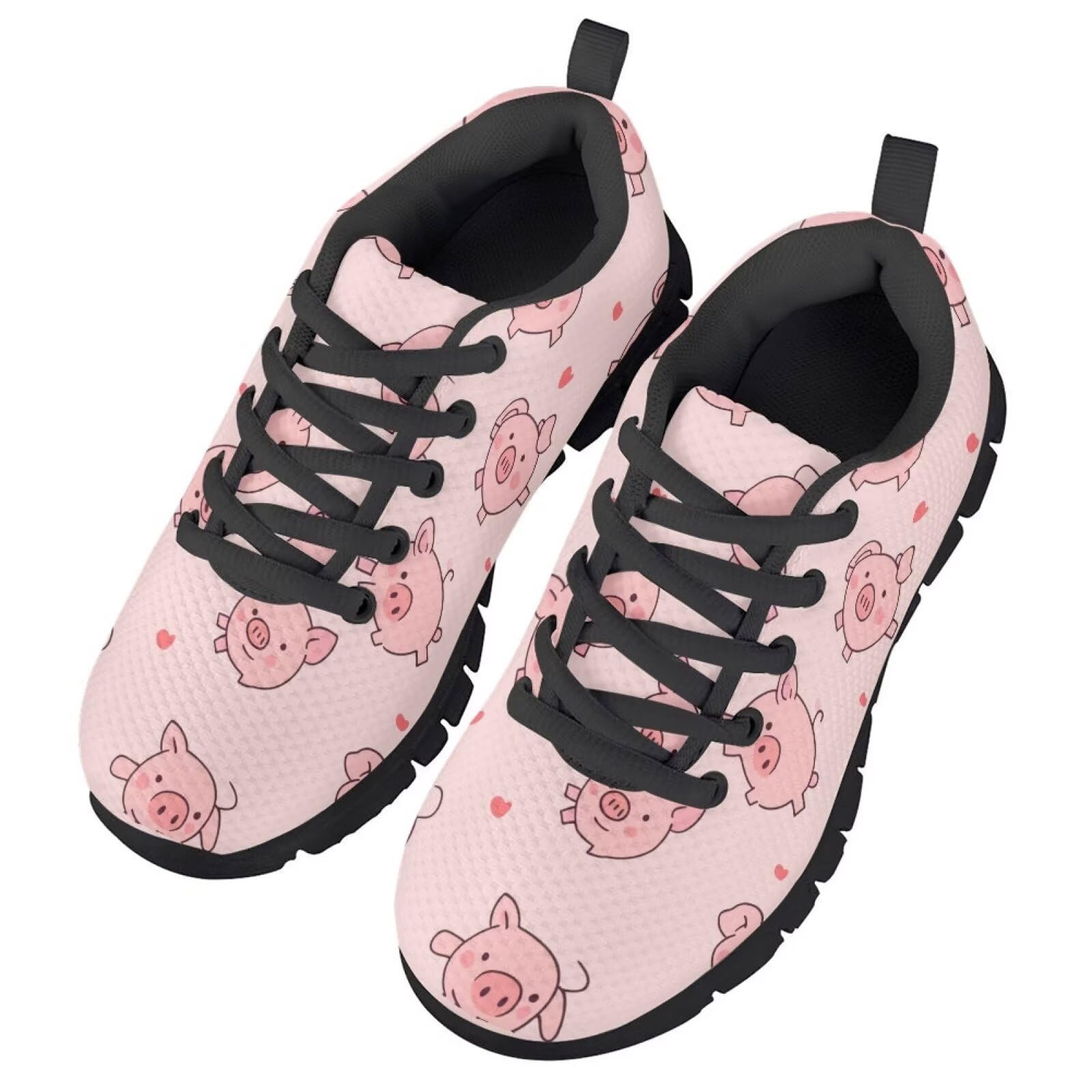 HELLHERO Cute Pig Sneakers for Girls Size 11.5 Kids Running Shoes School Walking Tennis Shoe Sturdy Racquet Sport Shoes Fitness Cross-Training Sneakers Yoga Dance