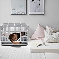 Vista 6 de Jaula de acero para perros de 48 pulgadas, resistente e indestructible XL, a prueba de escape, jaula de alta ansiedad para interiores de doble