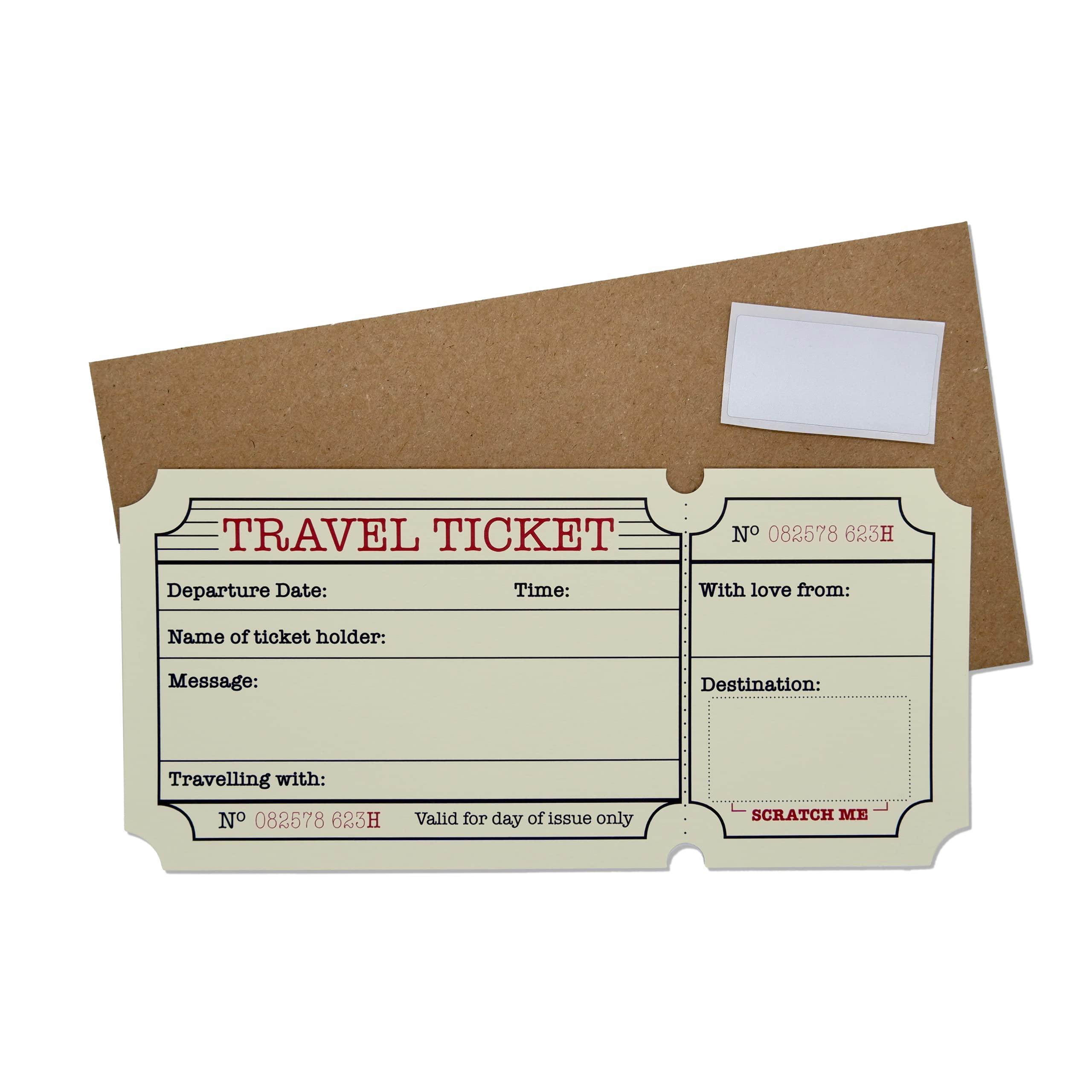 DIY Ivory Travel Ticket Holiday Surprise Card