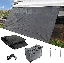 labwork Toldo para trailers de 8 m x 3 m, 7,6 cm, kit completo de bloqueio de UV, grade preta que melhora a proteção da sombra, privacidade e posicionamento para trailers, viagens, acampamento ao ar