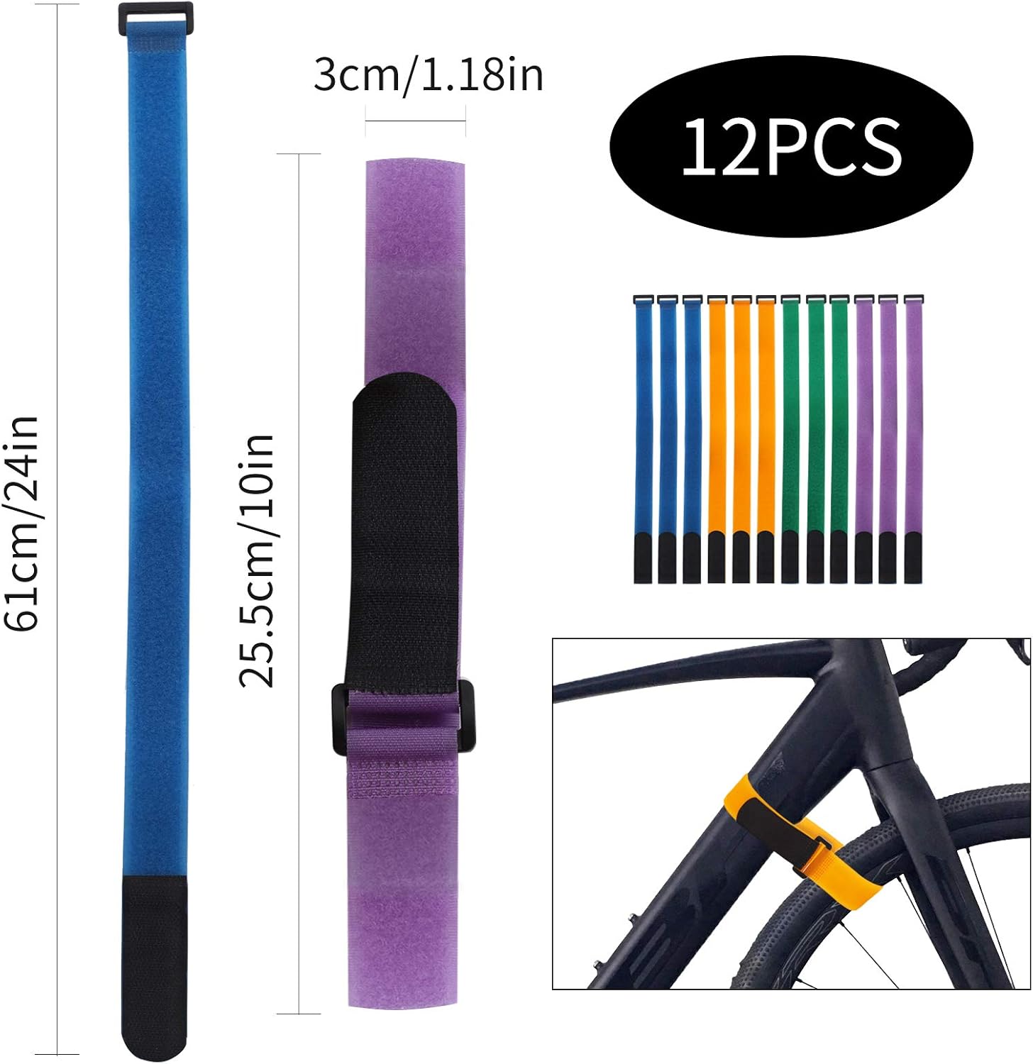 Hileyu 12 Pieces Bike Rack Straps Adjustable Bicycle Wheel Stabilizer