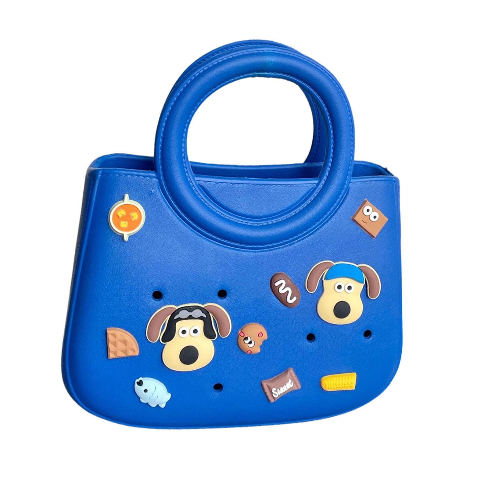 nivaa Beach Handbag Hollow Basket with Random Charms for Outdoor Swimming Shopping Blue-picture-23