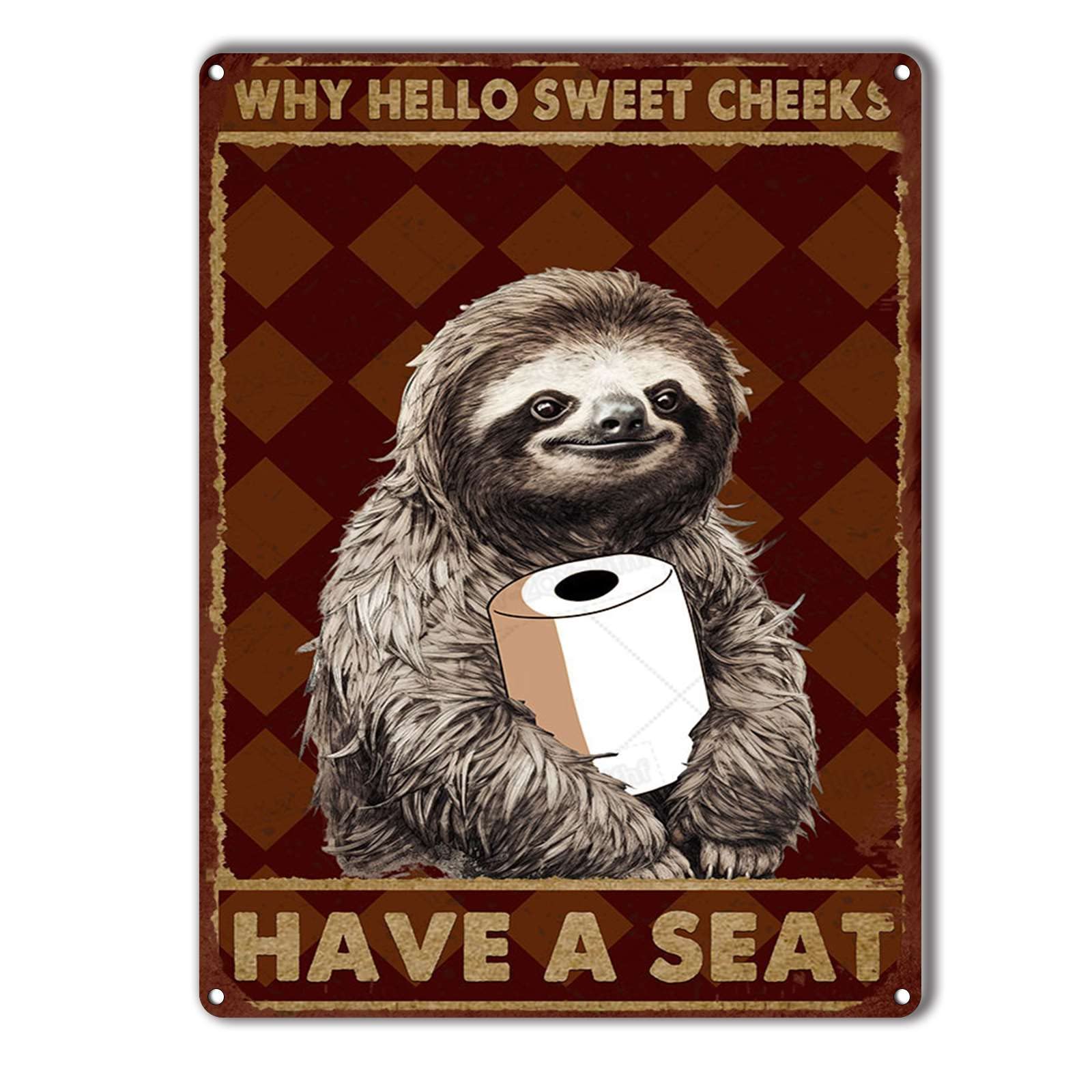 peiyeety Metal Tin Sign Sloth Bathroom Inspired Vintage Decorative Wall Plaque, Funny Quote Poster For Home Bedroom Living Room Bar Cafe Farmhouse Indoor Outdoor Wall Decoration, 6x8 Inch