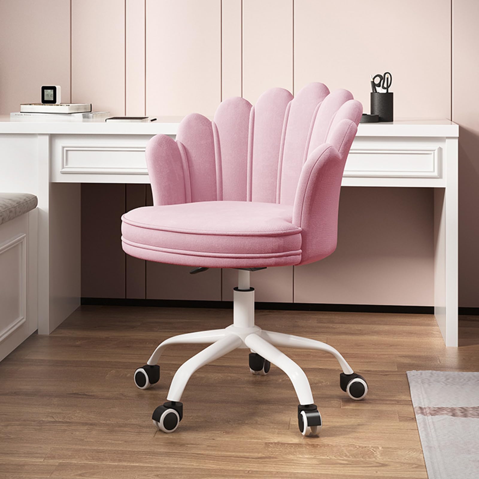Silla de escritorio ajustable de terciopelo con respaldo de barril giratorio, para el hogar, oficina, maquillaje, tocador, estudio, dormitorio, elegante sillón de terciopelo