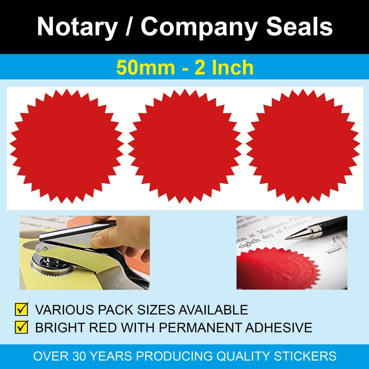 50mm (2 Inch) Notary Seals, 500