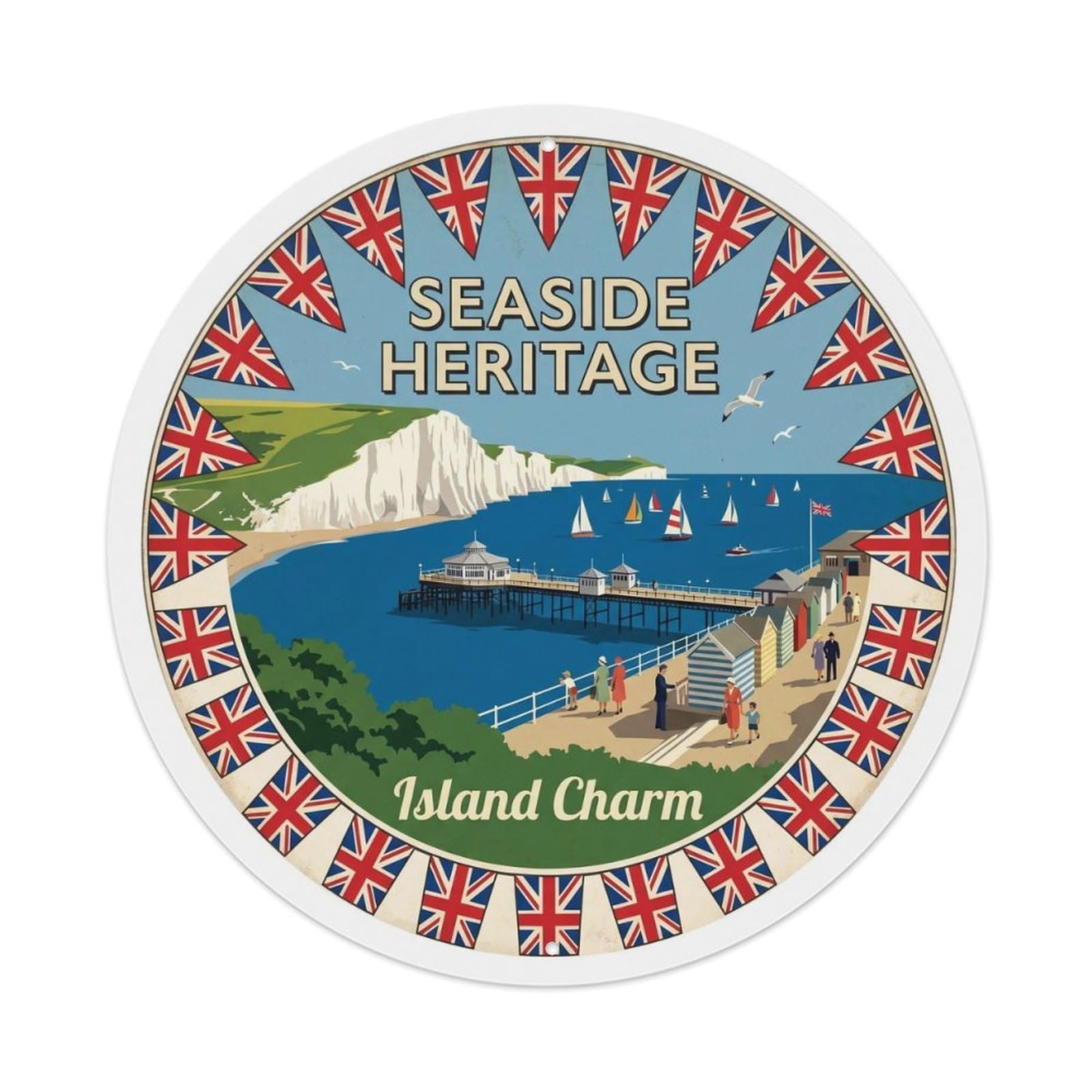 Vintage Travel British Islands Coastal Metal Tin Sign