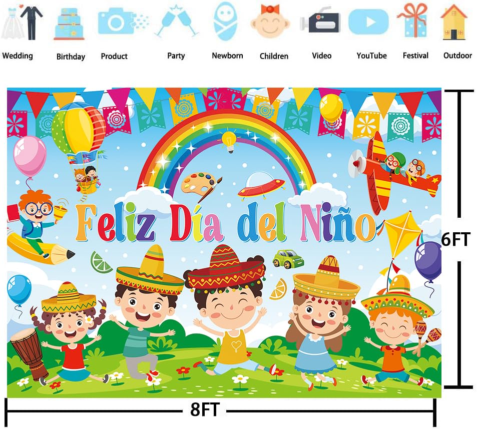 Feliz Día del Niño Backdrop 240x180cm miniatura 5