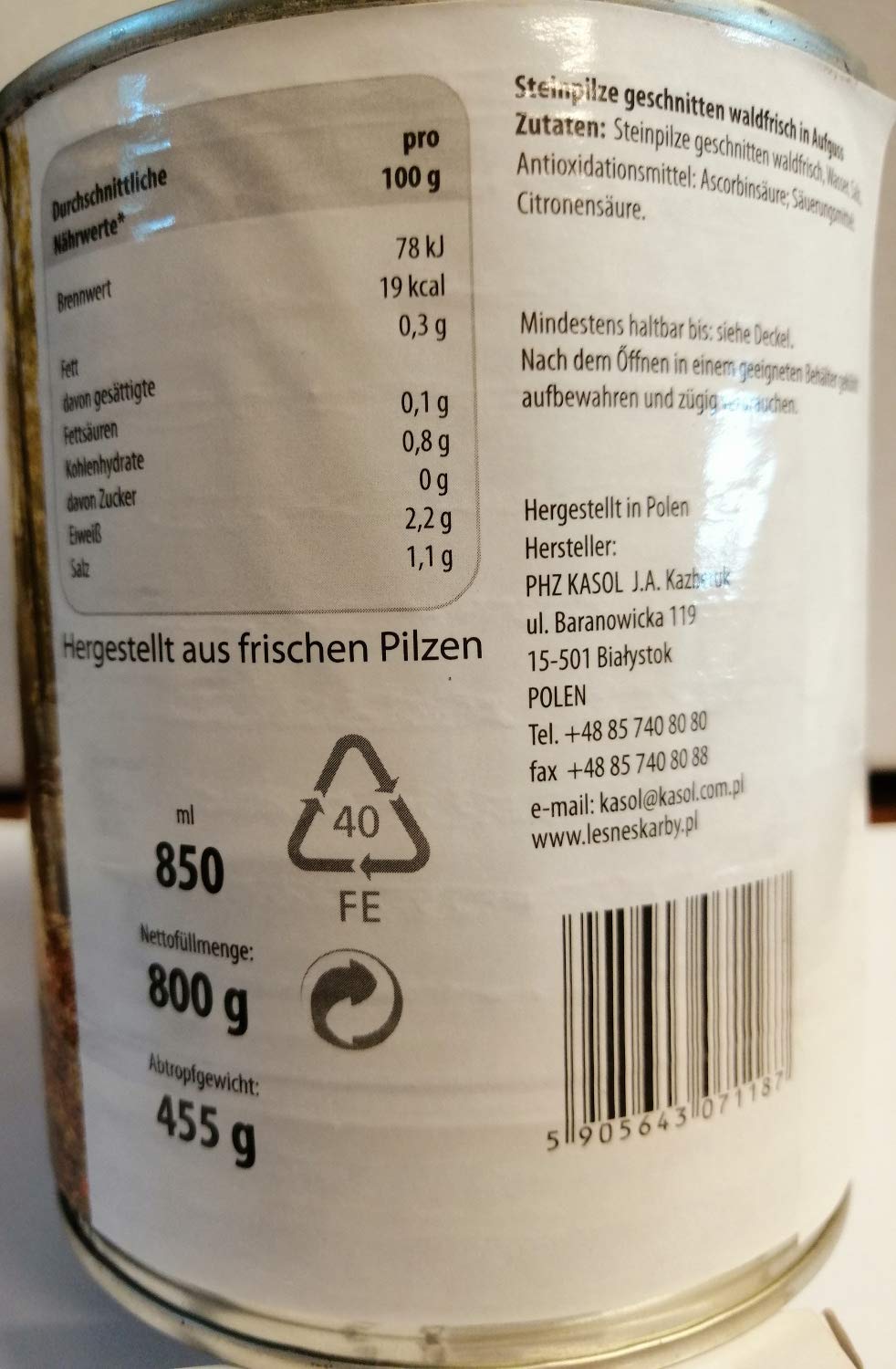 WALDSCHATZ STEINPILZE GESCHNITTEN waldfrisch 850ml