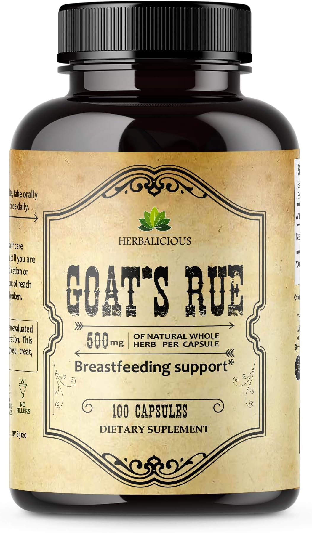 HERBALICIOUS Goat’s Rue Capsules 1000mg - Natural Goats Rue Herbal Supplement - Natural Galega Officinalis for Breast Feeding - Breastmilk Production Food Supplement Support - 100 Caps