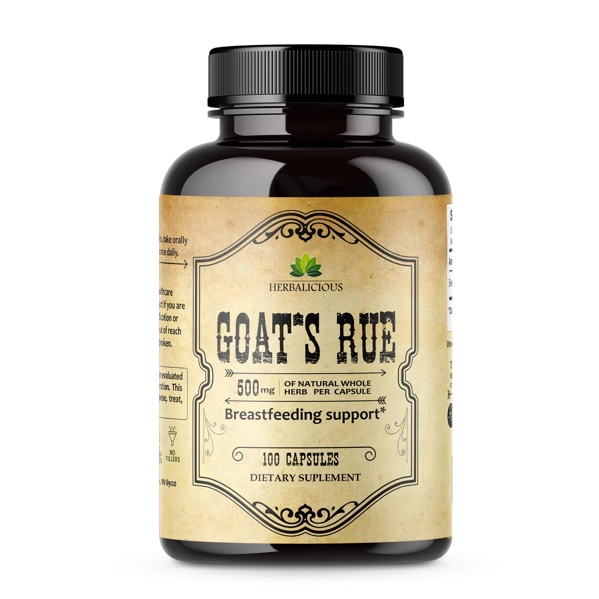 HERBALICIOUS Goat’s Rue Capsules 1000mg - Natural Goats Rue Herbal Supplement - Natural Galega Officinalis for Breast Feeding - Breastmilk Production Food Supplement Support - 100 Caps