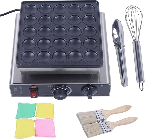 Mini máquina holandesa para hacer panqueques, mini máquina de poffertjes de calentamiento rápido de 122.0-572.0 F, 25 piezas, molinillo de