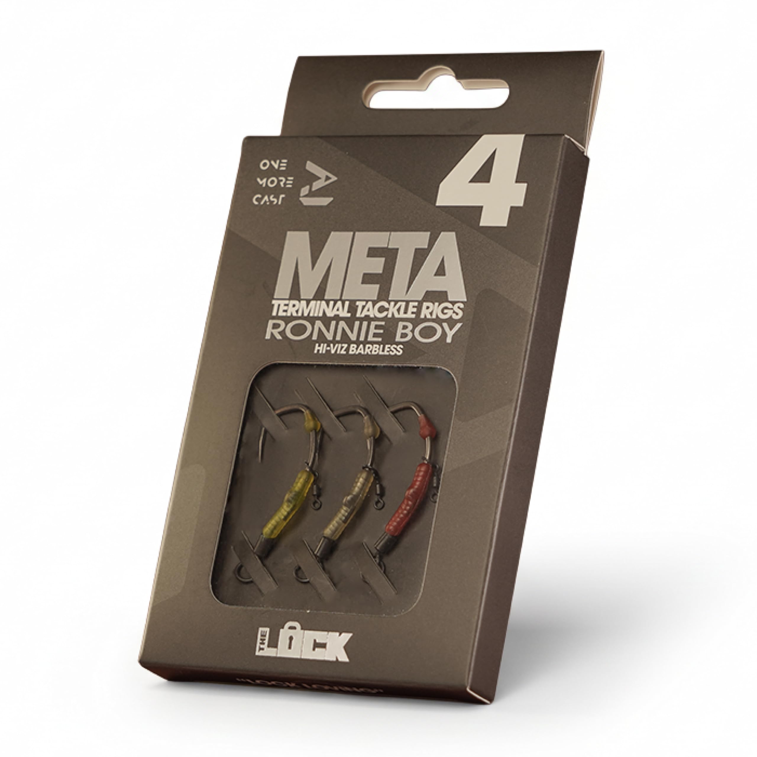 OMC Hi-Viz Ronnie Boys Edition - Ready-Tied Spinner Rig with Lock Hook - Sizes 2, 4 & 6, Barbed & Barbless - META Carp Fishing Terminal Tackle