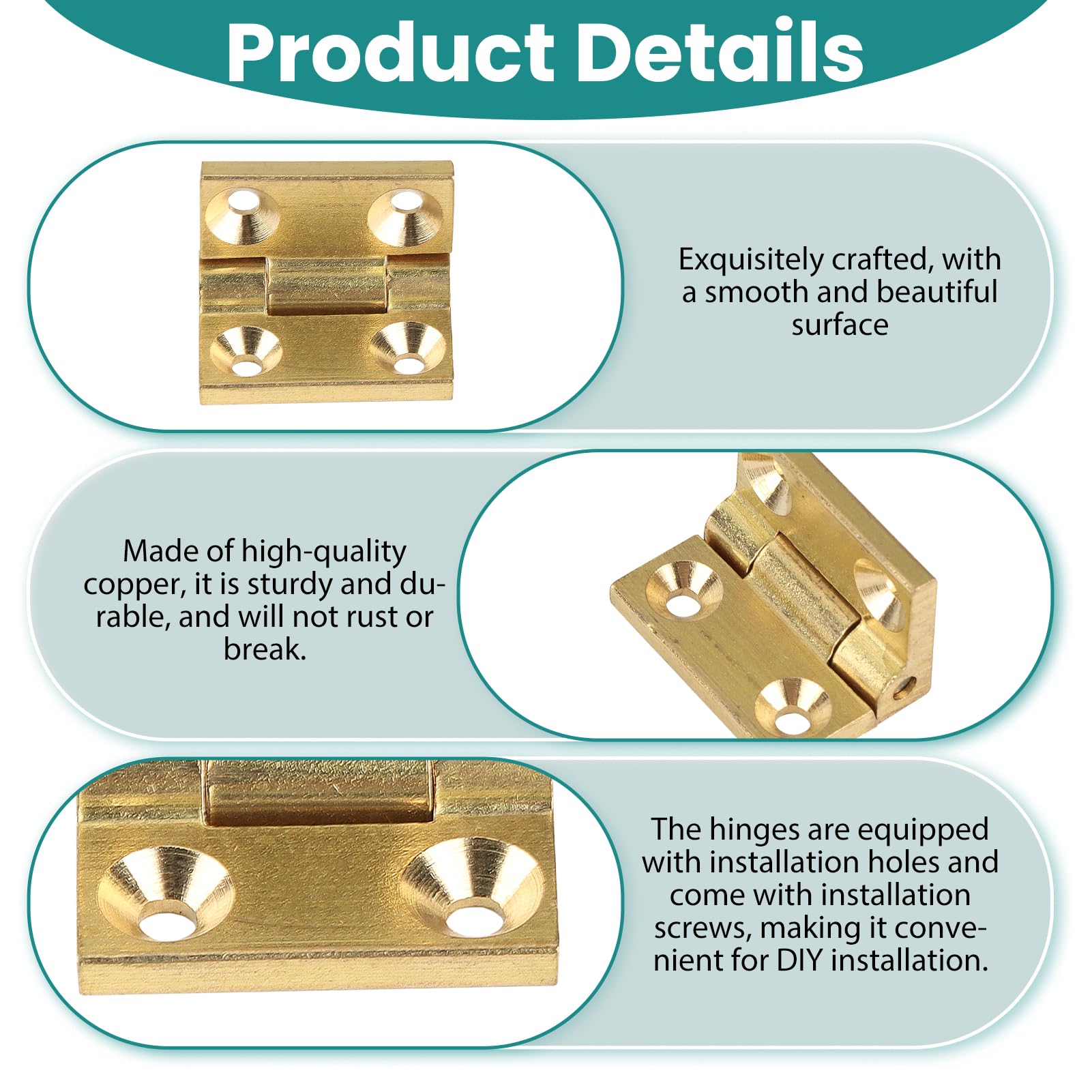 Mini Brass Hinges - Durable Crafting Hinges -3 Mini Brass Hinges - Durable Crafting Hinges -3