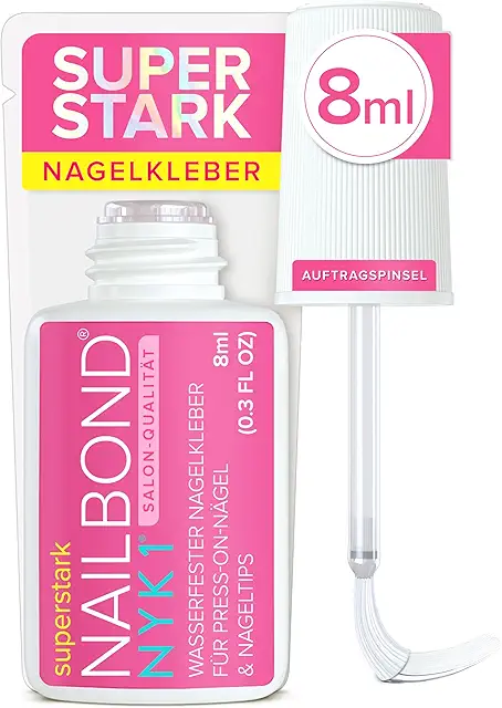 NYK1 NailBond Extra Stark Nagelkleber (8ml) - Fingernägel Kleber für Kunstnägel & Tips