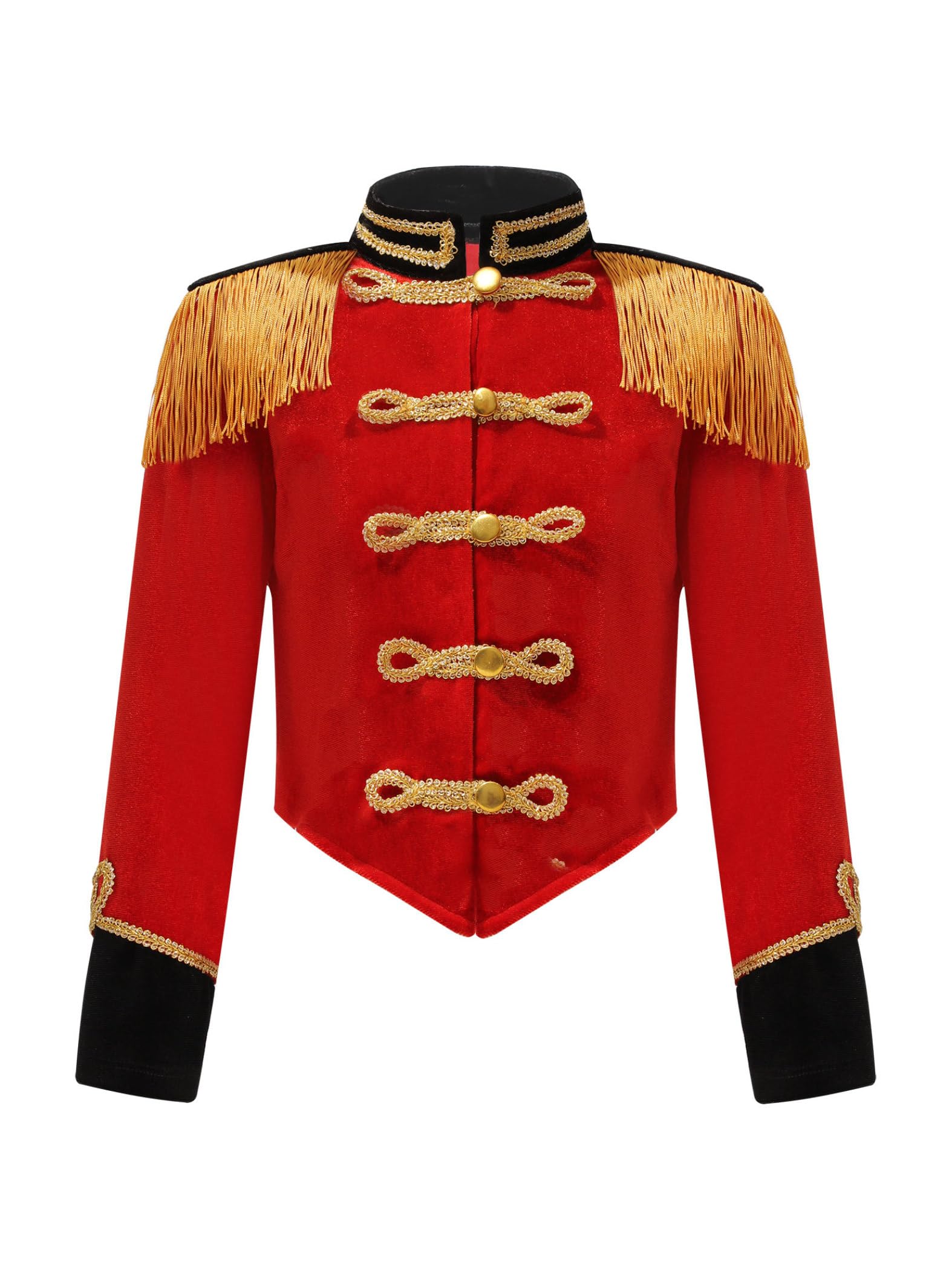 Lpdshaa Kids Girls Christmas Cosplay Costumes Drummer Outfits Marching Band Uniform Tassel Ringmaster Circus Jacket Coat Red 7-8 Years