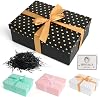 Black Gift Boxes with Lids Large Gift Boxes for Presents Gold Dots Foldable Present Boxes with Card, Shredded Paper, Ribbon for Valentines Day Christmas Birthday Anniversaries Weddings Black