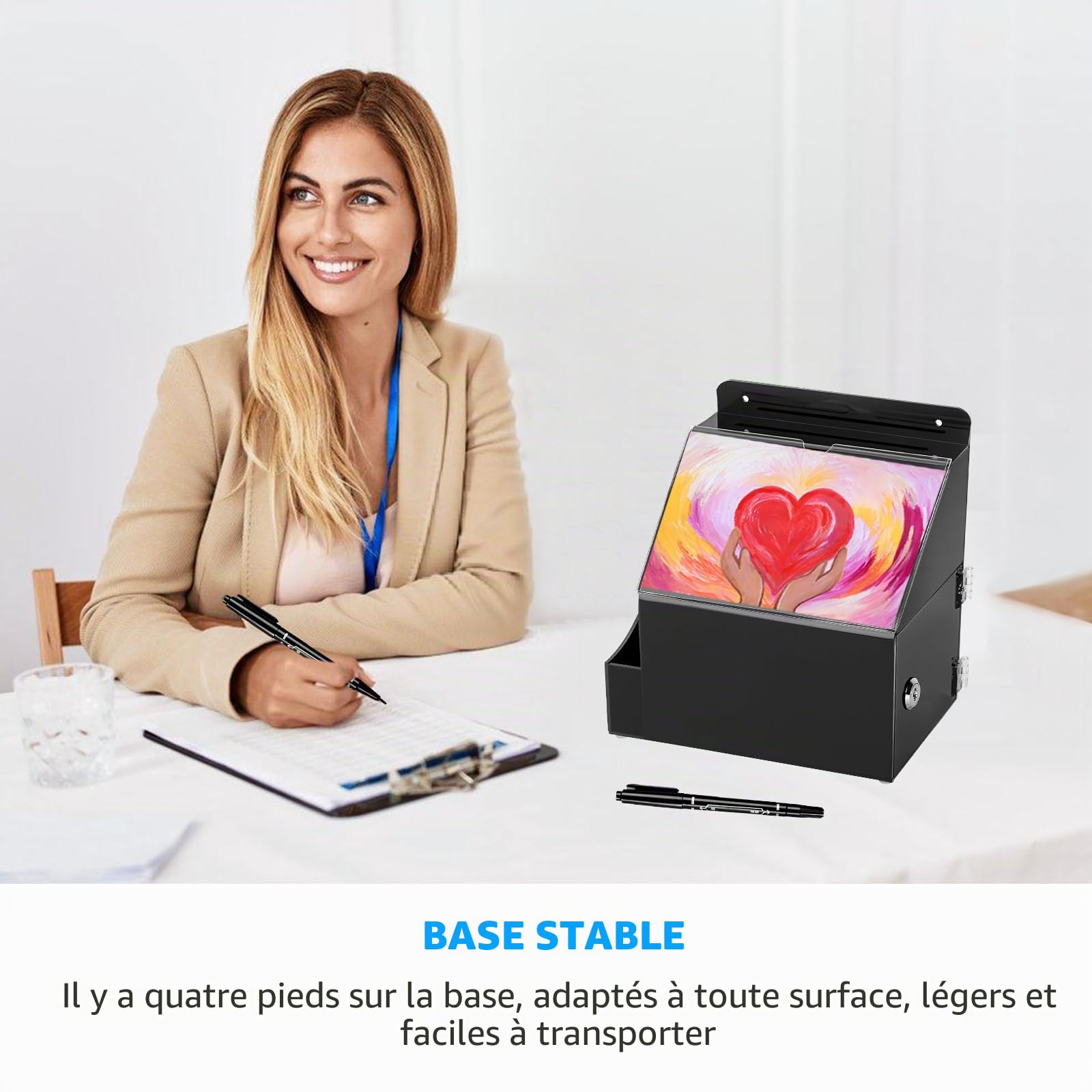 Boîte de Dons,Boîte à Suggestions,Boîtes de Commentaires avec Serrure pour Vote, Organisation Caritative, Concours